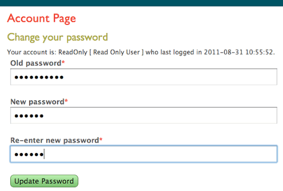 Change Password Form